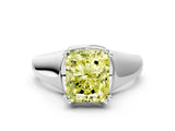 White gold Fancy Yellow Radiant  Solitaire Diamond Ring with Six-Prong Cathedral Setting_32
