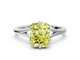 White gold Fancy Yellow Radiant  Solitaire Diamond Ring with Six-Prong Setting and Tapered Band_17