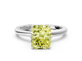 White gold Fancy Yellow Radiant  Solitaire Diamond Ring with Six-Prong Setting on a Classic Band_3