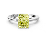 White gold Fancy Yellow Radiant  Solitaire Diamond Ring with Split Shank and Four-Prong Setting_20