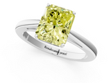 White gold Fancy Yellow Radiant  Solitaire Diamond Ring with Split Shank and Four-Prong Setting_21