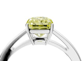 White gold Fancy Yellow Radiant  Solitaire Diamond Ring with Split Shank and Four-Prong Setting_28