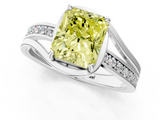 White gold Fancy Yellow Radiant  Solitaire Diamond Ring with Split Shank and Prong Setting_42