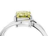 White gold Fancy Yellow Radiant  Solitaire Diamond Ring with Split Shank and Prong Setting_45