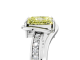 White gold Fancy Yellow Radiant  Solitaire Diamond Ring with Split Shank and Prong Setting_46