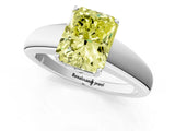 White gold Fancy Yellow Radiant  Solitaire Diamond Ring with Tapered Band and Four-Prong Setting_50