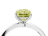 White gold Fancy Yellow Radiant  Solitaire Diamond Ring with Thin Band and Four-Prong Setting_40