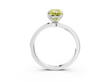 White gold Fancy Yellow Radiant  Solitaire Diamond Ring with Thin Band and Four-Prong Setting_6