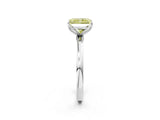 White gold Fancy Yellow Radiant  Solitaire Diamond Ring with Thin Band and Four-Prong Setting_86