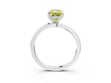 White gold Fancy Yellow Radiant  Solitaire Diamond Ring with Thin Band and Four-Prong Setting_87