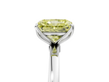 White gold Fancy Yellow Radiant  Solitaire Diamond Ring with Thin Band and Four-Prong Setting_8