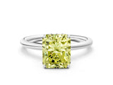 White gold Fancy Yellow Radiant  Solitaire Diamond Ring with a Classic Band and Four-Prong Setting 1