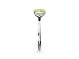 White gold Fancy Yellow Radiant  Solitaire Diamond Ring with a Classic Band and Four-Prong Setting 3