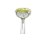 White gold Fancy Yellow Radiant  Solitaire Diamond Ring with a Classic Band and Four-Prong Setting