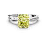 White gold Fancy Yellow Radiant  Solitaire Diamond Twisted Band with Four-Prong Setting_61