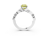 White gold Fancy Yellow Radiant  Solitaire Diamond Twisted Band with Four-Prong Setting_64