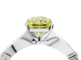 White gold Fancy Yellow Radiant  Solitaire Diamond Twisted Band with Four-Prong Setting_65