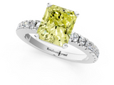 White gold Fancy Yellow Radiant  Solitaire Diamond with Pavé Band and Four-Prong Setting_57