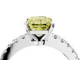 White gold Fancy Yellow Radiant  Solitaire Diamond with Pavé Band and Four-Prong Setting_60