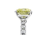 White gold Fancy Yellow Radiant  Solitaire Diamond with Pavé Band and Four-Prong Setting_61