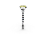 White gold Fancy Yellow Radiant  Solitaire Diamond with Pavé Band and Four-Prong Setting_65
