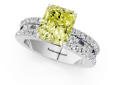 White gold Fancy Yellow Radiant  Solitaire Diamond with Pave and Channel Set Band_60
