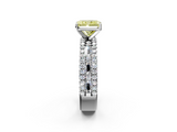 White gold Fancy Yellow Radiant  Solitaire Diamond with Pave and Channel Set Band_61