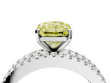 White gold Fancy Yellow Radiant  Solitaire Diamond with Pave and Channel Set Band_63