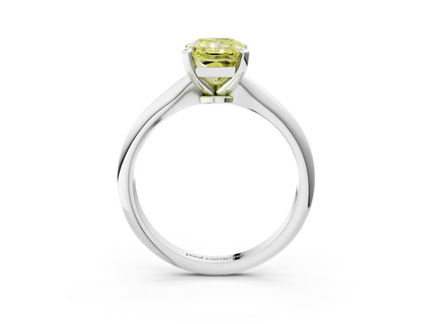 White gold Fancy Yellow Radiant  Solitaire Engagement Ring with Classic Band and Four-Prong Setting_89