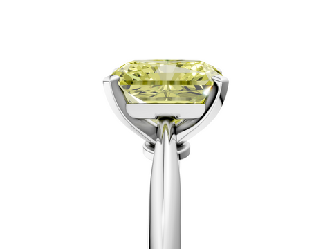 White gold Fancy Yellow Radiant  Solitaire Engagement Ring with Classic Band and Four-Prong Setting_91