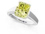 White gold Fancy Yellow Radiant  Solitaire Engagement Ring with Four-Prong Setting and Tapered Band_4