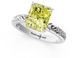 White gold Fancy Yellow Radiant  Solitaire Engagement Ring with Scrollwork Band and Four-Prong Setting_118