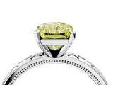 White gold Fancy Yellow Radiant  Solitaire Engagement Ring with Scrollwork Band and Four-Prong Setting_121
