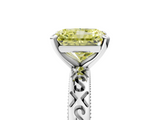 White gold Fancy Yellow Radiant  Solitaire Engagement Ring with Scrollwork Band and Four-Prong Setting_122
