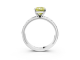 White gold Fancy Yellow Radiant  Solitaire Engagement Ring with Scrollwork Band and Four-Prong Setting_124