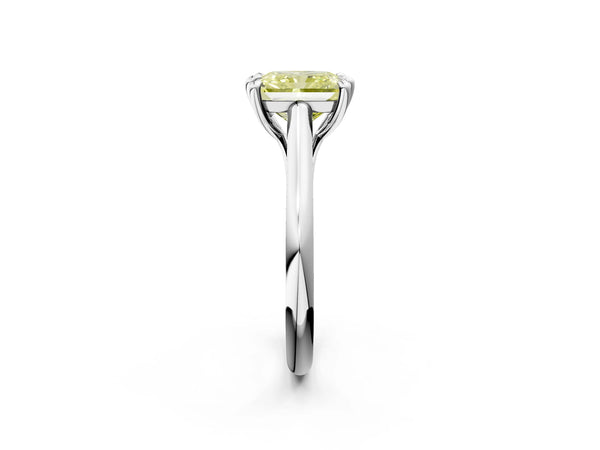 White gold Fancy Yellow Radiant  Solitaire Engagement Ring with Six-Prong Setting and Classic Band
