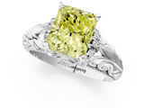 White gold Fancy Yellow Radiant  Solitaire Filigree Engagement Ring with Halo and Prong Setting_85