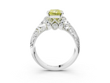 White gold Fancy Yellow Radiant  Solitaire Filigree Engagement Ring with Halo and Prong Setting_87