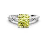 White gold Fancy Yellow Radiant  Solitaire Floral Milgrain Engagement Ring_31
