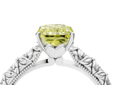 White gold Fancy Yellow Radiant  Solitaire Floral Milgrain Engagement Ring_35