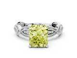 White gold Fancy Yellow Radiant  Solitaire Milgrain Diamond Engagement Ring with Bezel and Marquise Band_126