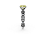 White gold Fancy Yellow Radiant  Solitaire Milgrain Diamond Engagement Ring with Bezel and Marquise Band_128