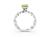 White gold Fancy Yellow Radiant  Solitaire Milgrain Diamond Engagement Ring with Bezel and Marquise Band_129