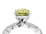White gold Fancy Yellow Radiant  Solitaire Milgrain Diamond Engagement Ring with Bezel and Marquise Band_130