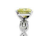 White gold Fancy Yellow Radiant  Solitaire Milgrain Diamond Engagement Ring with Bezel and Marquise Band_131