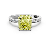 White gold Fancy Yellow Radiant  Solitaire Pavé Band Prong Setting Ring_19