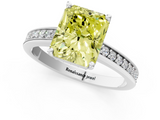 White gold Fancy Yellow Radiant  Solitaire Pavé Band Prong Setting Ring_21