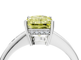 White gold Fancy Yellow Radiant  Solitaire Pavé Band Prong Setting Ring_24