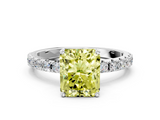 White gold Fancy Yellow Radiant  Solitaire Pavé Band with Four-Prong Setting_155