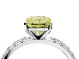 White gold Fancy Yellow Radiant  Solitaire Pavé Band with Four-Prong Setting_159